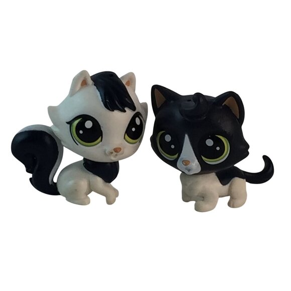Littlest Pet Shop LPS #319 Glossy Felinsky Cat #320 Inkwell Felinsky Kitten - Picture 1 of 11